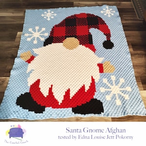 Christmas Gnome Afghan C2C Crochet Pattern, Written Row by Row, Color Counts, Instant Download, C2C Graph, C2C Pattern, C2C Crochet