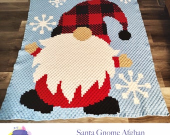 Christmas Gnome Afghan C2C Crochet Pattern, Written Row by Row, Color Counts, Instant Download, C2C Graph, C2C Pattern, C2C Crochet