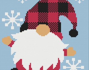 Christmas Gnome Afghan, C2C Crochet Pattern, Written Row by Row, Color Counts, Instant Download, C2C Graph, C2C Pattern, C2C Crochet