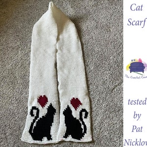 Cat Scarf sc Crochet Pattern tss Crochet Pattern, Written Row by Row, Color Counts, Instant Download, sc Graph, tss Graph