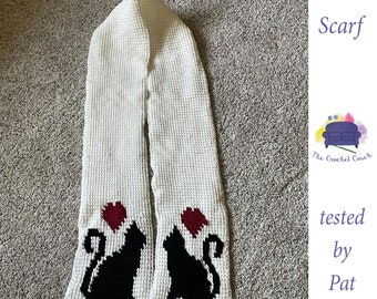 Cat Scarf sc Crochet Pattern tss Crochet Pattern, Written Row by Row, Color Counts, Instant Download, sc Graph, tss Graph