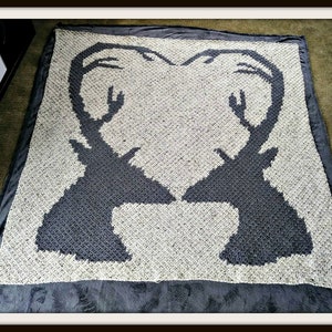 Deer Love Afghan C2C Crochet Pattern: Written Row Counts (PDF Pattern)