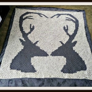 Deer Love Afghan C2C Crochet Pattern, Written Row Counts, C2C Graphs, Corner to Corner, Crochet Pattern, C2C Graph