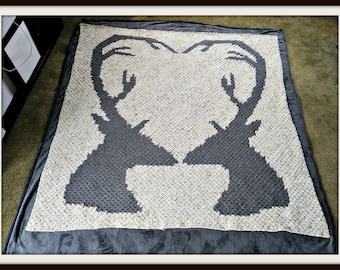 Deer Love Afghan C2C Crochet Pattern, Written Row Counts, C2C Graphs, Corner to Corner, Crochet Pattern, C2C Graph