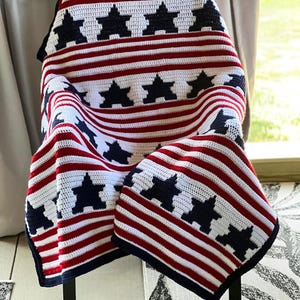 Stars and Stripes Afghan, Overlay Mosaic Crochet Pattern, Graph and Written Row by Row Included