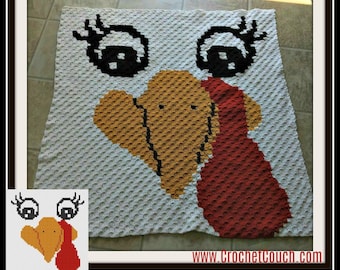 Chicken Face Close up Afghan C2C Crochet Pattern, Written Row Counts, C2C Graphs, Corner to Corner, Crochet Pattern, C2C Graph