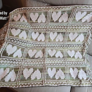 Crowned with Love Afghan Afghan Mosaic Crochet Pattern, Easy to Follow, Graph and Written Row by Row