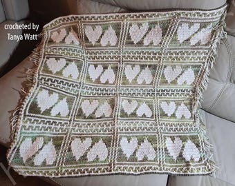 Crowned with Love Afghan Afghan Mosaic Crochet Pattern, Easy to Follow, Graph and Written Row by Row