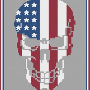 Skull Stars and Stripes Afghan, SC or TSS Crochet Pattern, Graph and Written Row by Row Included