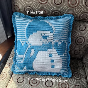 Snowman Pillow, Overlay Mosaic Crochet Pattern