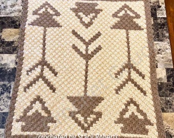Follow the Arrows Baby Afghan C2C Crochet Pattern, Written Row Counts, C2C Graphs, Corner to Corner, Crochet Pattern