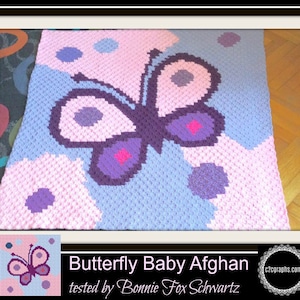Baby Butterfly C2C Crochet Pattern, Written Row Counts, C2C Graphs, Corner to Corner, Crochet Pattern, C2C Graph
