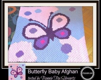 Baby Butterfly C2C Crochet Pattern, Written Row Counts, C2C Graphs, Corner to Corner, Crochet Pattern, C2C Graph