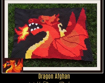 Dragon Afghan C2C Crochet Pattern, Written Row Counts, C2C Graphs, Corner to Corner, Crochet Pattern, C2C Graph