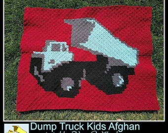 Dump truck Kids Afghan C2C Crochet Pattern, Written Row Counts, C2C Graphs, Corner to Corner, Crochet Pattern, C2C Graph