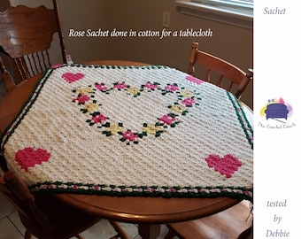 Rose Sachet Lap Throw C2C Crochet Pattern, Written Row by Row, Color Counts, Instant Download, C2C Graph, C2C Pattern, C2C Crochet