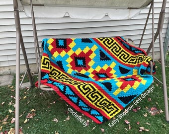 Sassy Southwest Afghan C2C Crochet Pattern, Written Row Counts, C2C Graphs, Corner to Corner, Crochet Pattern, C2C Graph