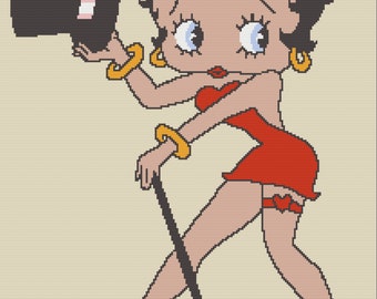 Betty Boop Afghan SC / TSS Crochet Pattern, Written Row Counts for single crochet and tunisian simple stitch