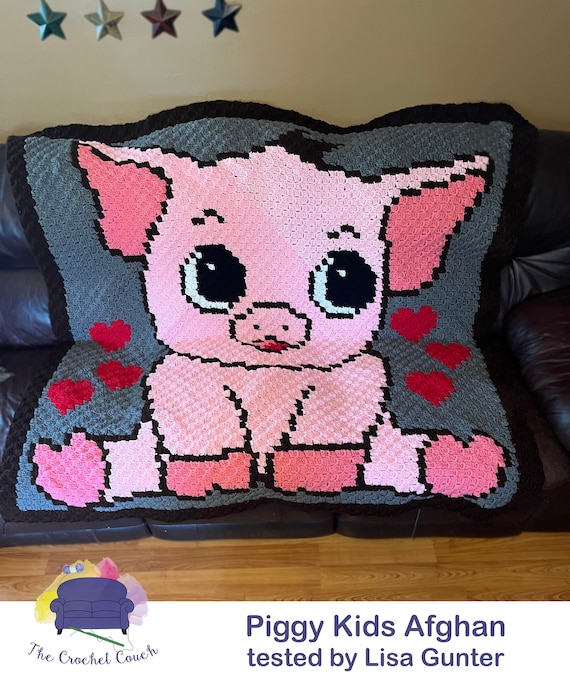 Piggy Love Kids Afghan C2C Crochet Pattern: Graphgan (instant
