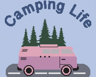 Camping Life SC / TSS Crochet Pattern, Written Row Counts for single crochet and tunisian simple stitch