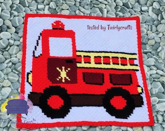 Firetruck Kids Afghan C2C Crochet Pattern, Written Row Counts, C2C Graphs, Corner to Corner, Crochet Pattern, C2C Graph