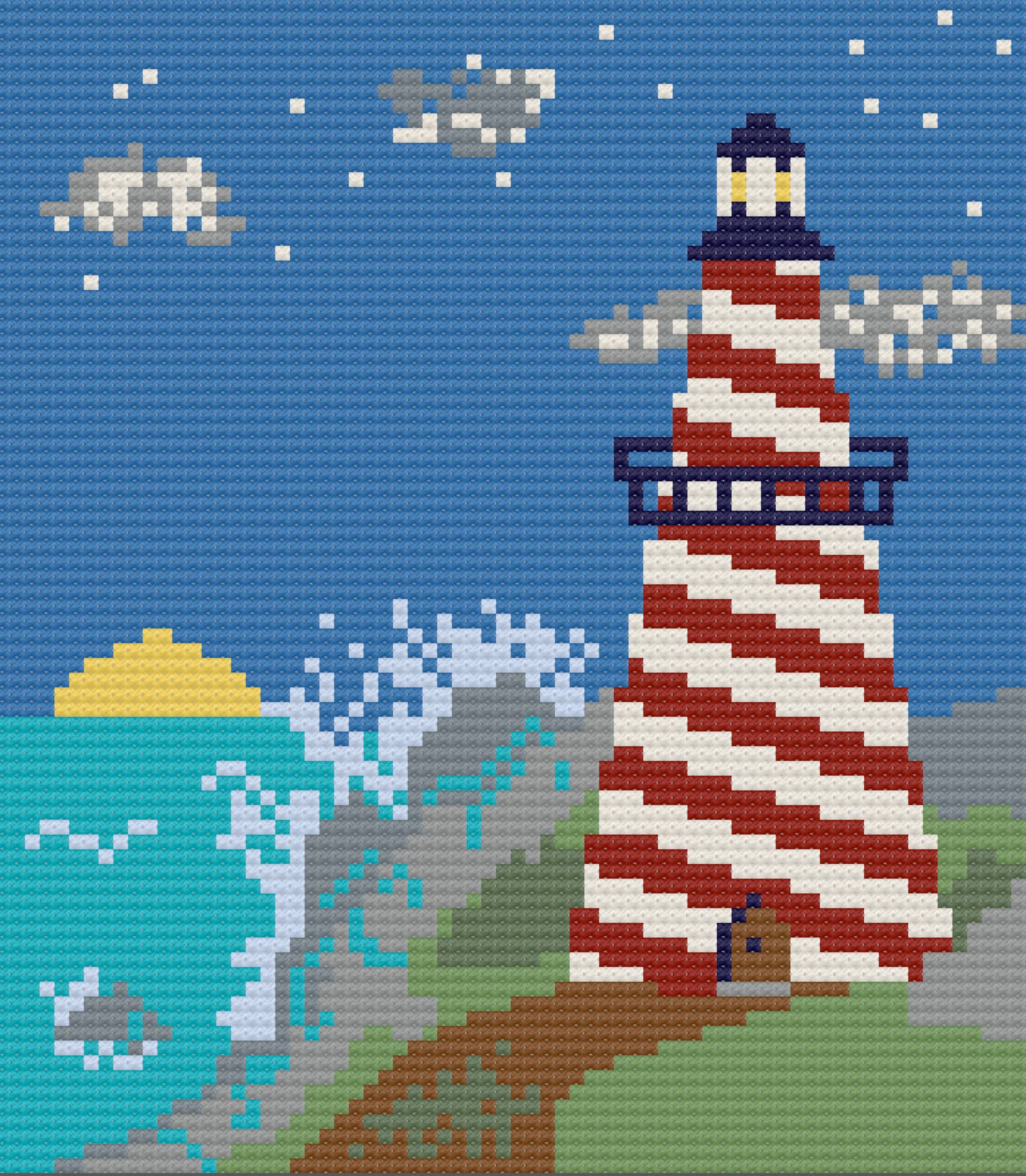 Lighthouse Afghan C2C Crochet Pattern, Written Row Counts, C2C Graphs