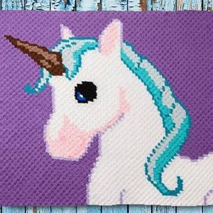 Unicorn Kids Afghan C2C Crochet Pattern, Graph and Written Row by Row Included