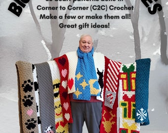 Big eBook of Scarves C2C Crochet Pattern, Written Row Counts, C2C Graphs, Corner to Corner Crochet Pattern, C2C Graph