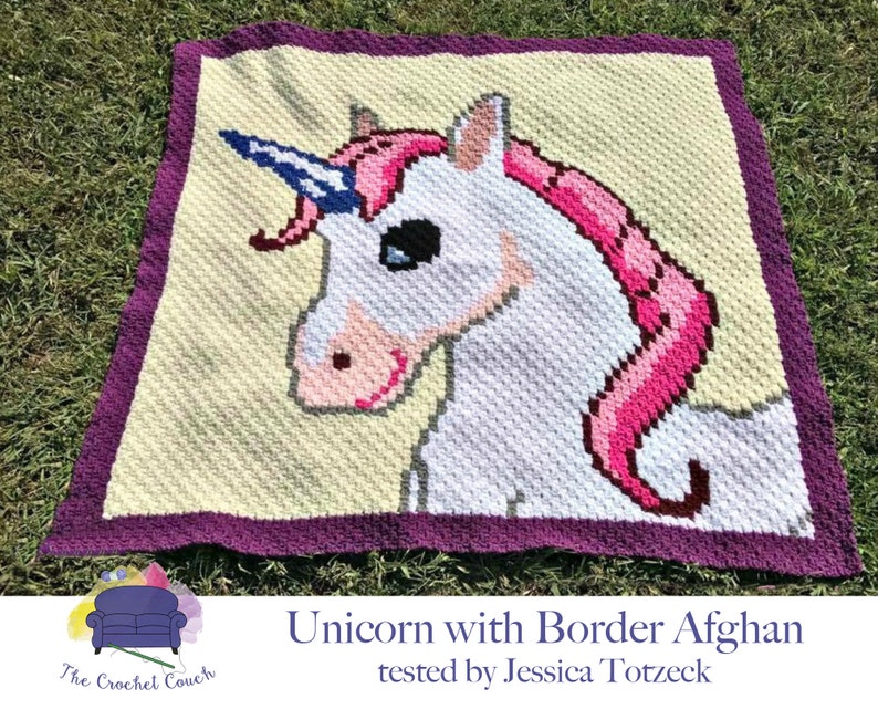 Unicorn Blanket C2C Crochet Pattern, Written Row Counts, C2C Graphs, Corner to Corner, Crochet Pattern, C2C Graph image 1