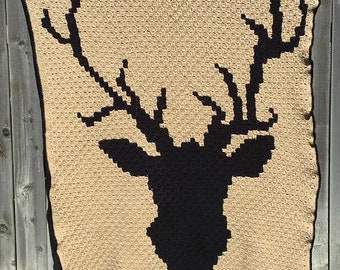 Deer Afghan, C2C Crochet Pattern, Written Row Counts, C2C Graphs, Corner to Corner Crochet Pattern, C2C Graph
