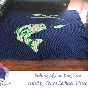 Fishing Afghan King Size Afghan C2C Crochet Pattern, Written Row by Row, Color Counts, Instant Download, C2C Graph, C2C Pattern