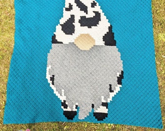 Cow Print Gnome Afghan C2C Crochet Pattern, Written Row by Row, Color Counts, Instant Download, C2C Graph, C2C Pattern, C2C Crochet