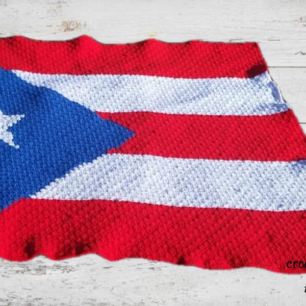 Puerto Rico Flag Afghan C2C Crochet Pattern, Written Row by Row, Color Counts, Instant Download, C2C Graph, C2C Pattern, Graphgan Pattern