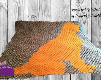 Dog Silhouette Afghan, C2C Crochet Pattern, Written Row by Row, Color Counts, Instant Download, C2C Graph, C2C Pattern