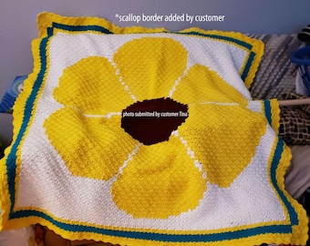 Flower Power Afghan C2C Crochet Pattern, Written Row by Row Color Counts, Instant Download
