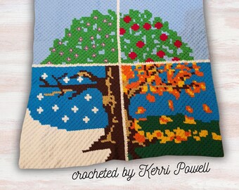 Four Seasons Afghan Pattern – Celebrate Spring, Summer, Fall, and Winter in One Striking C2C Design, C2C Graph, C2C Pattern, C2C Crochet
