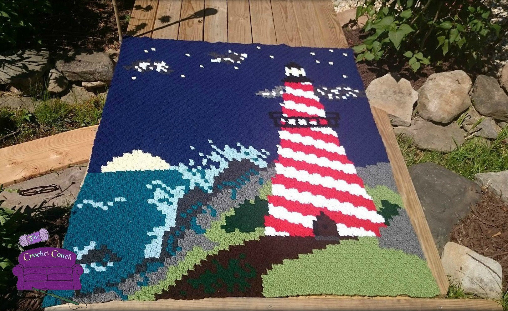 Lighthouse Afghan C2C Crochet Pattern, Written Row Counts, C2C Graphs