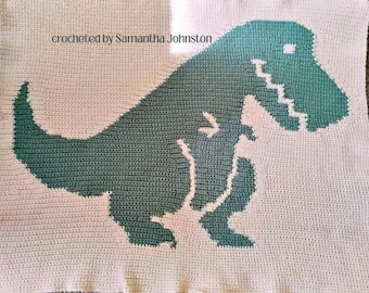 Dinosaur Afghan, SC or TSS Crochet Pattern, Graph and Written Row by Row Included