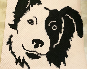 Border Collie Afghan, C2C Crochet Pattern, Written Row Counts, C2C Graphs, Corner to Corner, Crochet Pattern, C2C Graph