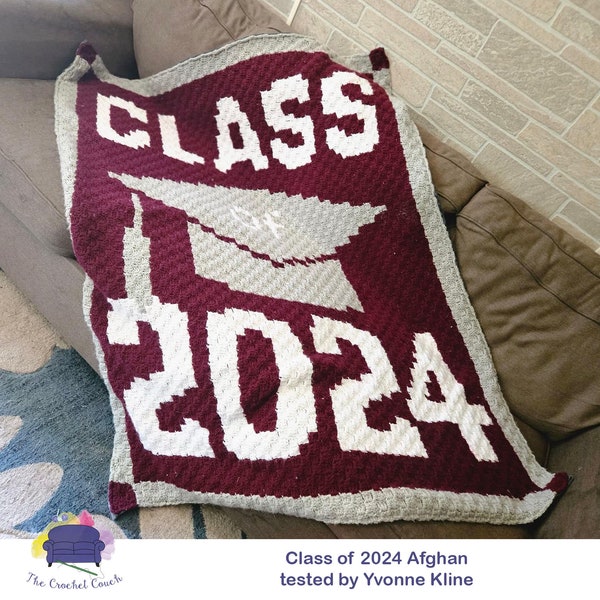 Class of 2024 Afghan C2C Crochet Pattern, Written Row Counts, C2C Graphs, Corner to Corner, Crochet Pattern, C2C Graph