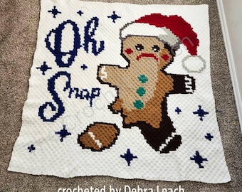 Oh Snap Gingerbread Man Afghan C2C Crochet Pattern, Written Row Counts, C2C Graphs, Corner to Corner Crochet Pattern, C2C Graph