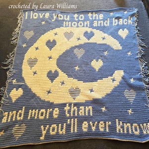 Moon and Back Afghan Mosaic Crochet Pattern, Graph and Written row by row pattern for Overlay Mosaic