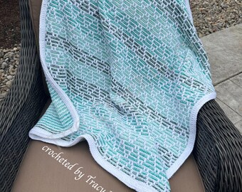 Little Ladders Baby Afghan Mosaic Crochet Pattern, Written Row by Row,  Instant Download, Overlay Mosaic,  Crochet Pattern, Crochet Couch