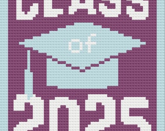 Class of 2025 Afghan C2C Crochet Pattern, Written Row Counts, C2C Graphs, Corner to Corner, Crochet Pattern, C2C Graph