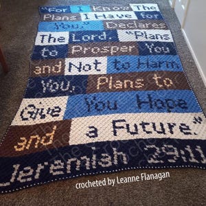 Jeremiah 29:11 Afghan C2C Crochet Pattern, Graph and Written Row by Row Included