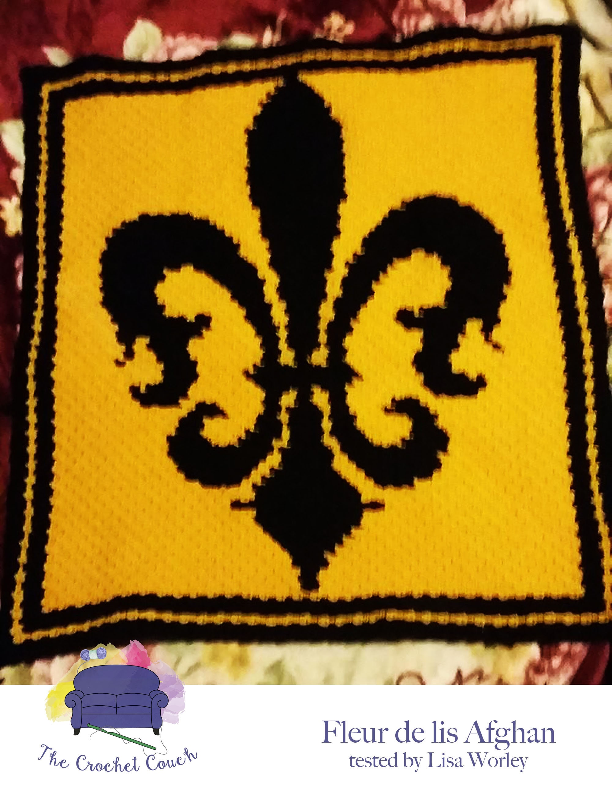 Fleur de lis Afghan C2C Crochet Pattern, Written Row Counts, C2C Graphs