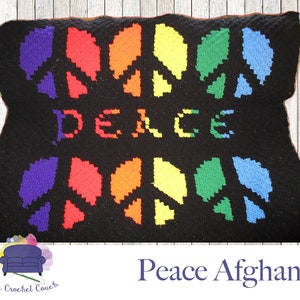 Peace Afghan C2C Crochet Pattern, Written Row Counts, C2C Graphs, Corner to Corner Crochet Pattern, C2C Graph