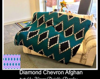 Diamond Chevron Afghan, C2C Crochet Pattern, Written Row Counts, C2C Graphs, Corner to Corner, Crochet Pattern, C2C Graph