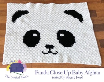 Panda Baby Afghan C2C Crochet Pattern, Written Row by Row, Color Counts, Instant Download, C2C Graph, C2C Pattern, C2C Crochet, Graphgan