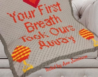 Your First Breath Baby Afghan C2C Crochet Pattern, Written Row by Row, Color Counts, Instant Download, C2C Graph, C2C Pattern, Graphgan